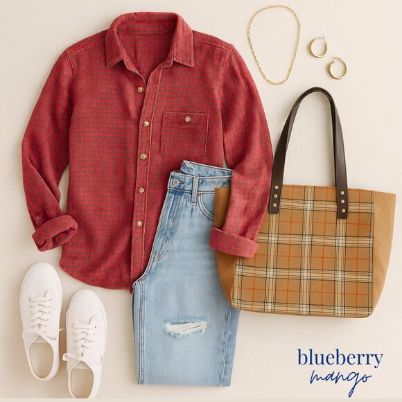 Vintage Copper Key Houndstooth Flannel Shirt | 90s Button Down | Size M - Picture 3 of 7